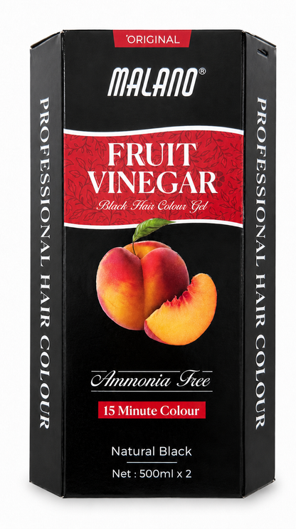 Malano Fruit Vinegar Hair Colour – Natural Black (Ammonia-Free, 1 Litre Pack)
