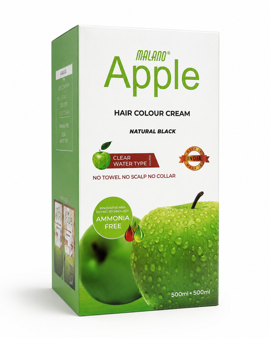 Malano Apple Hair Colour Cream Natural Black 1 litre box pack, ammonia-free, made in India