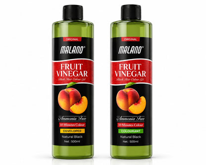 Malano Fruit Vinegar Colourant and Developer 500ml bottles, Natural Black