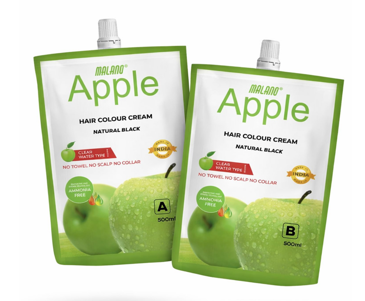 Malano Apple hair colour Part A colorant and Part B developer 500ml pouches